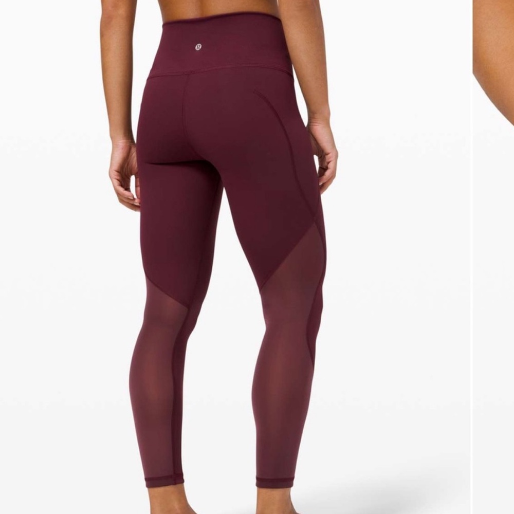 Lululemon Wunder Under High Rise Tight Leggings Chiffon Mesh Cassis - Picture 10 of 12